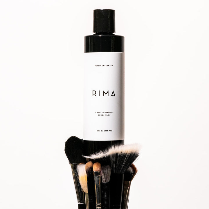 RIMA Cosmetics Castile Cosmetic Brush Wash Purely Unscented with makeup brushes